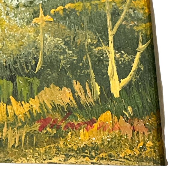 Original Art Landscape Oil Painting on Canvas Fall Colours Lake Mountain Framed - Picture 7 of 10